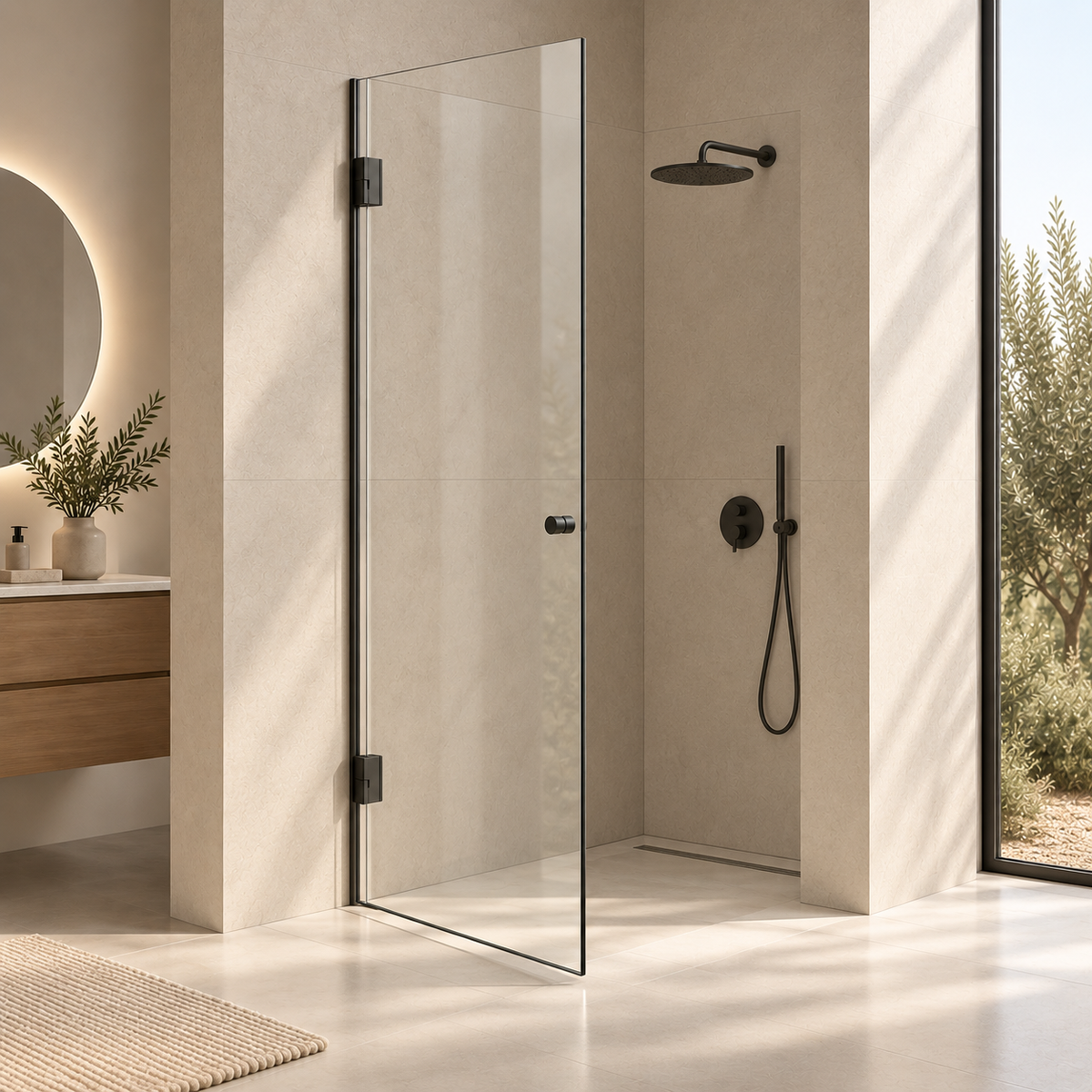 Porte de douche pivotante simple