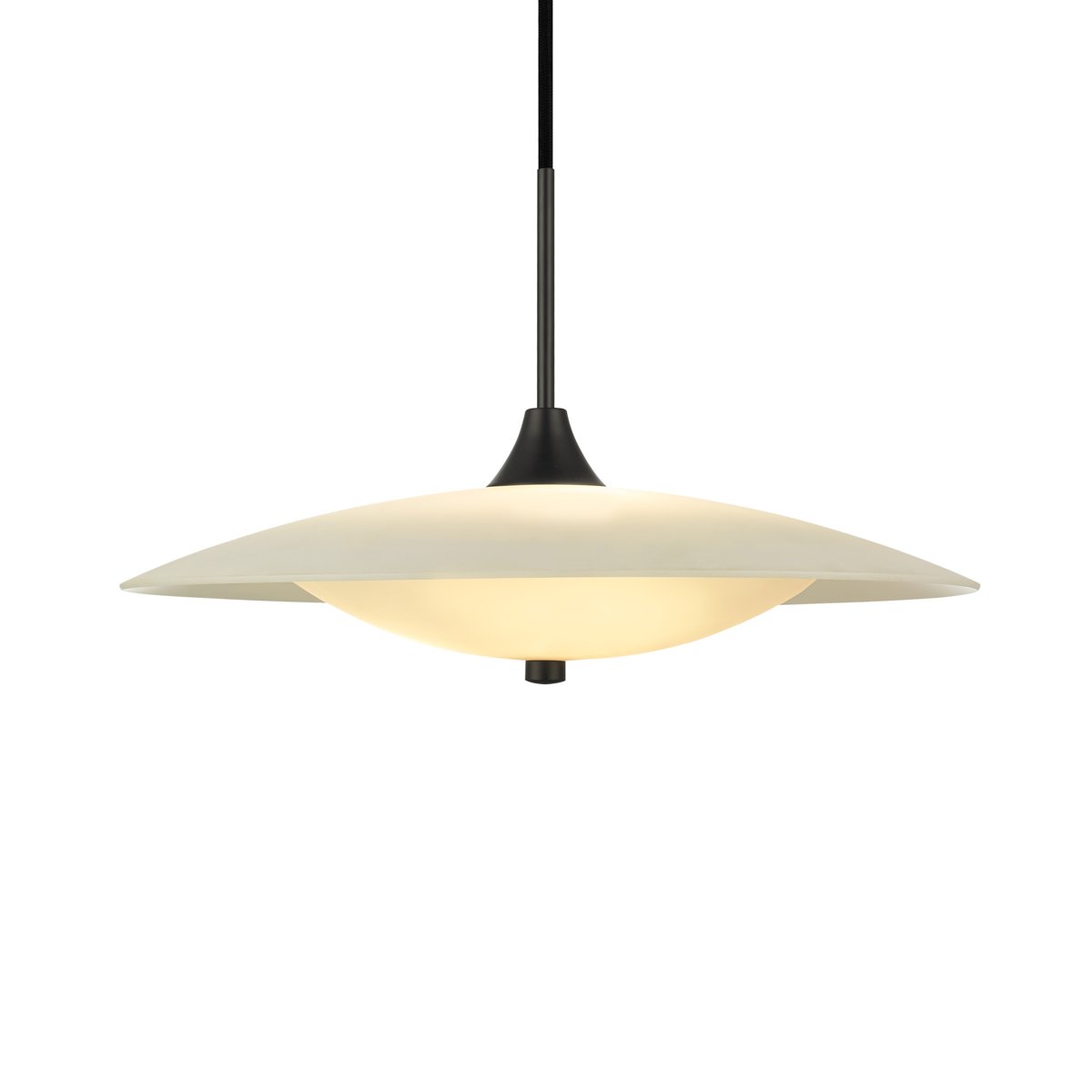 Suspension Baroni Ø46 – Verre opale / métal noir