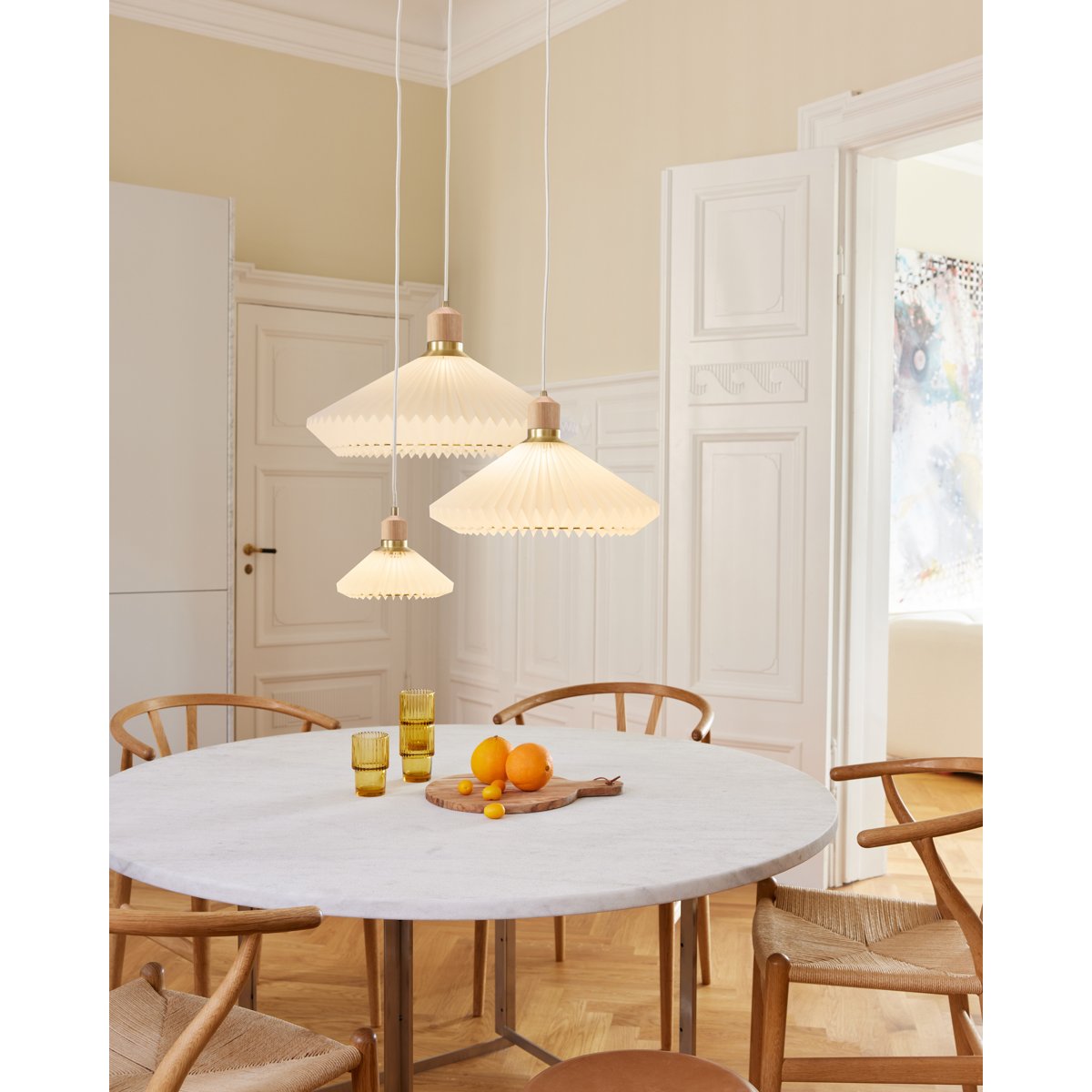 Suspension Paris Ø24 cm – Blanc pur, câble blanc