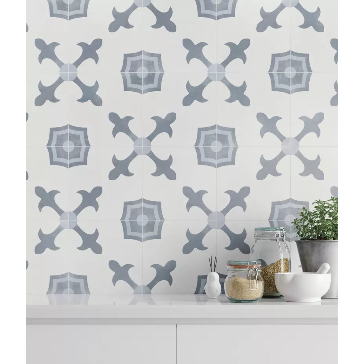 Carrelage Imitation Carreaux De Ciment 22,3x22,3 HAVANA White Herald