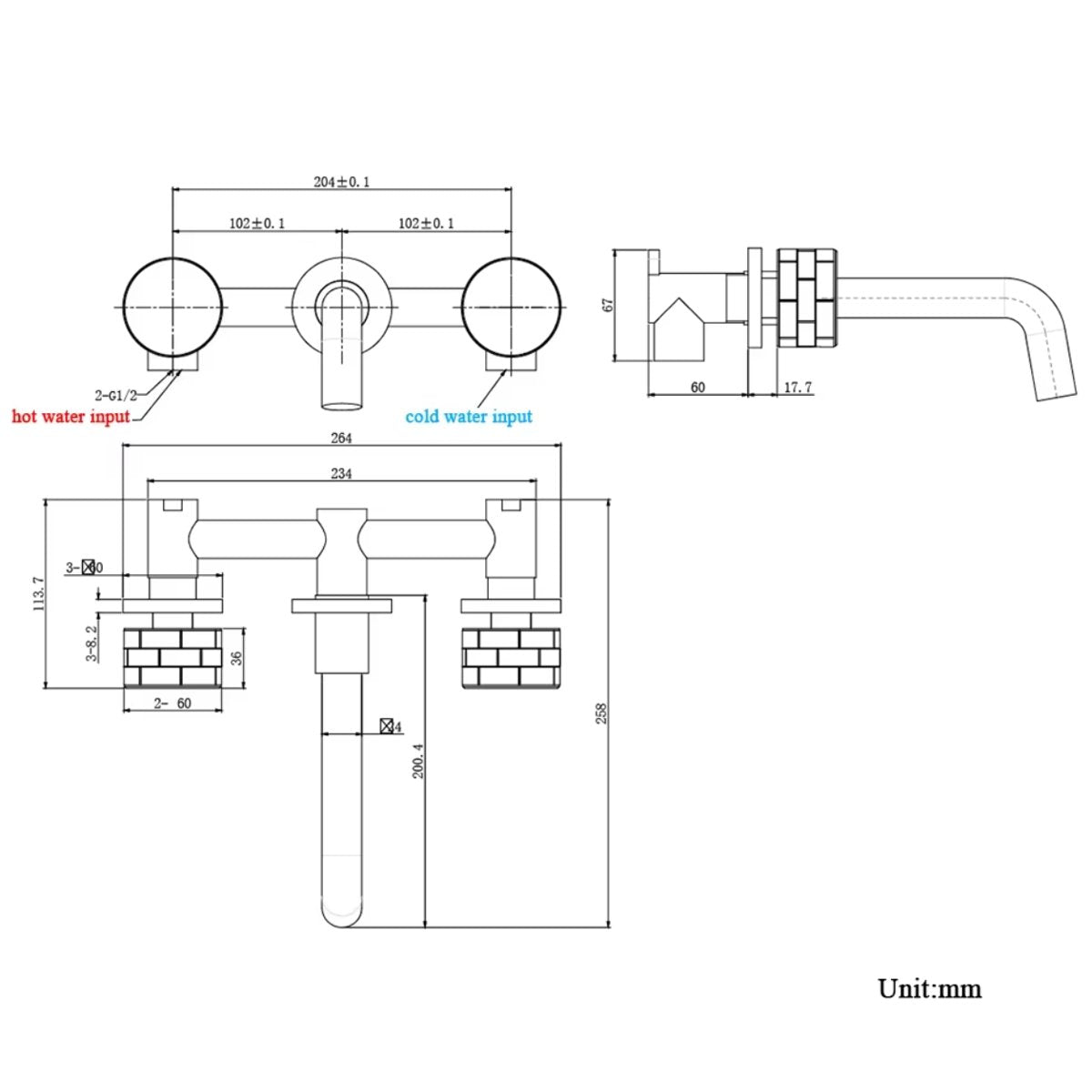 Mitigeur salle de bain encastré gris brossé