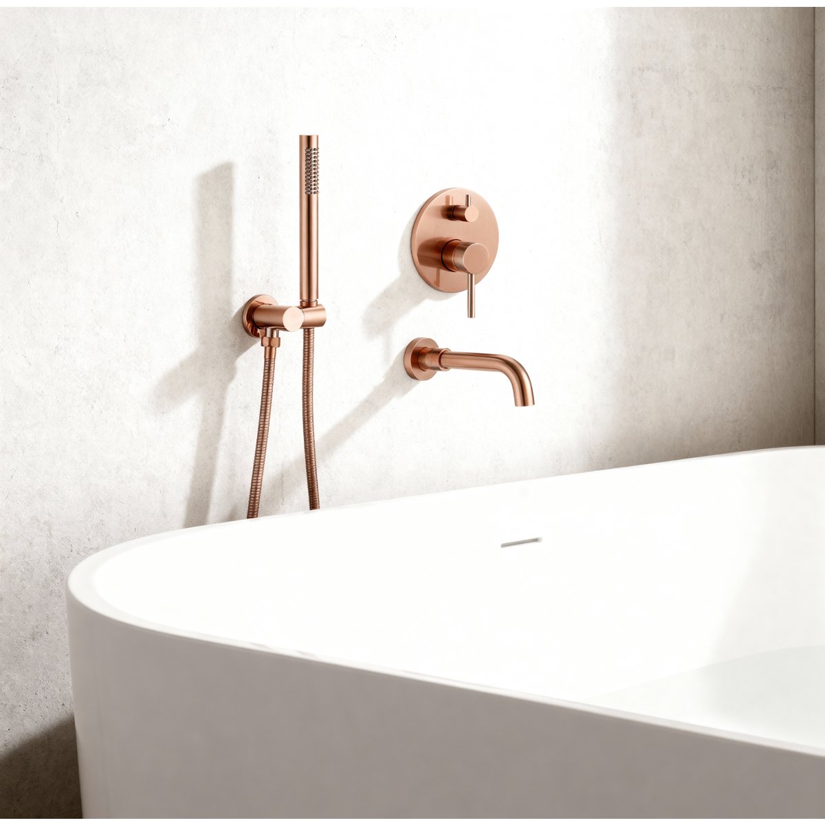 Ensemble de bain encastré or rose brossé