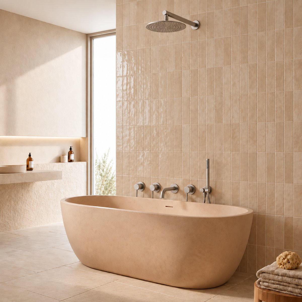 Colonne de douche & bain encastré Inox brossé