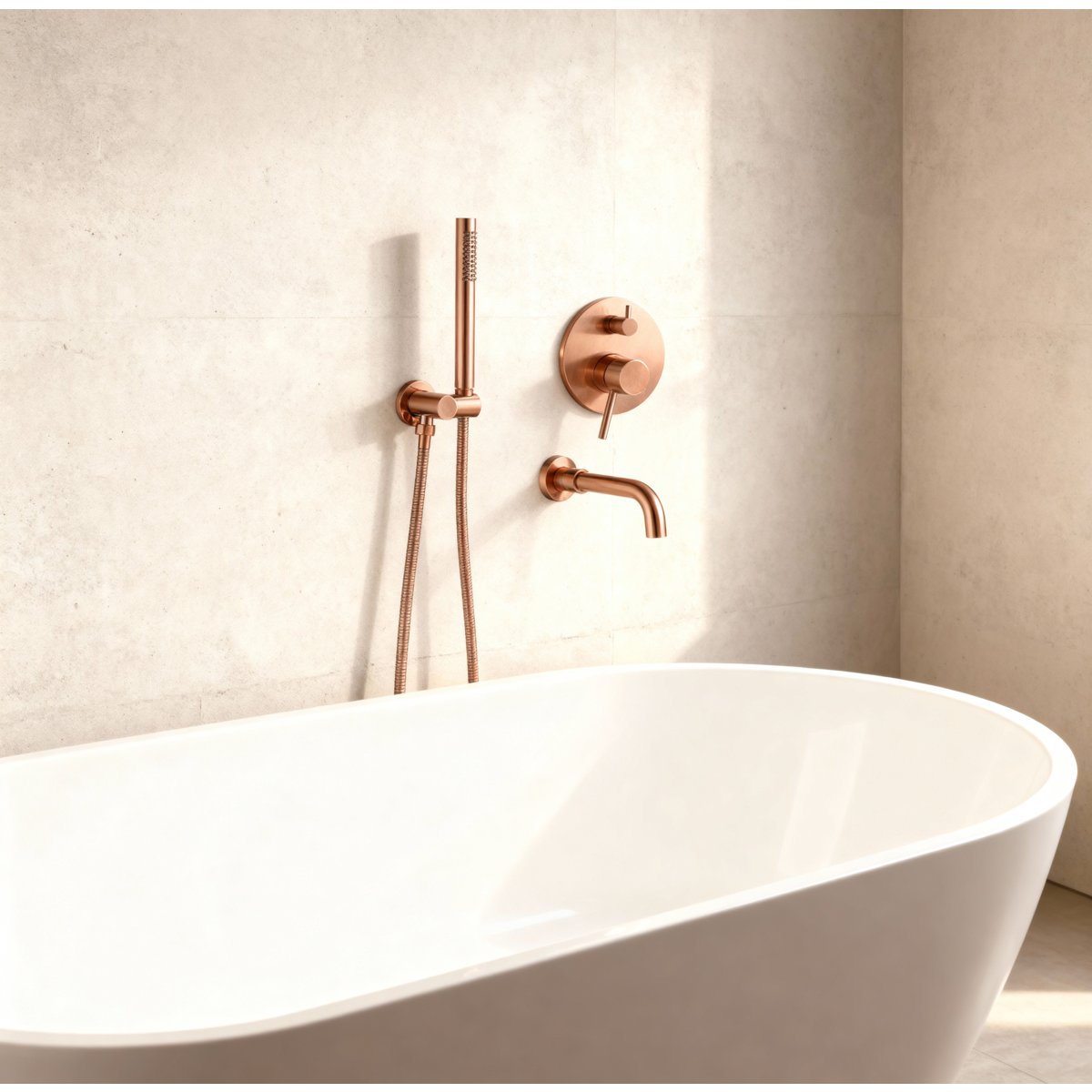 Ensemble de bain encastré or rose brossé