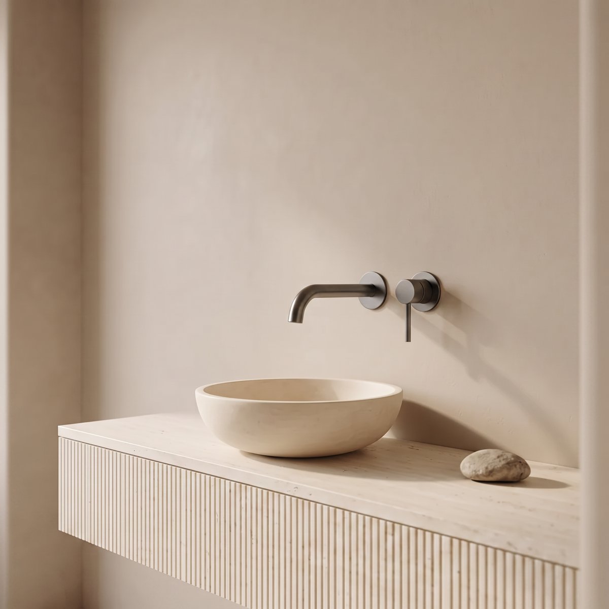 Mitigeur lavabo encastré gris brossé