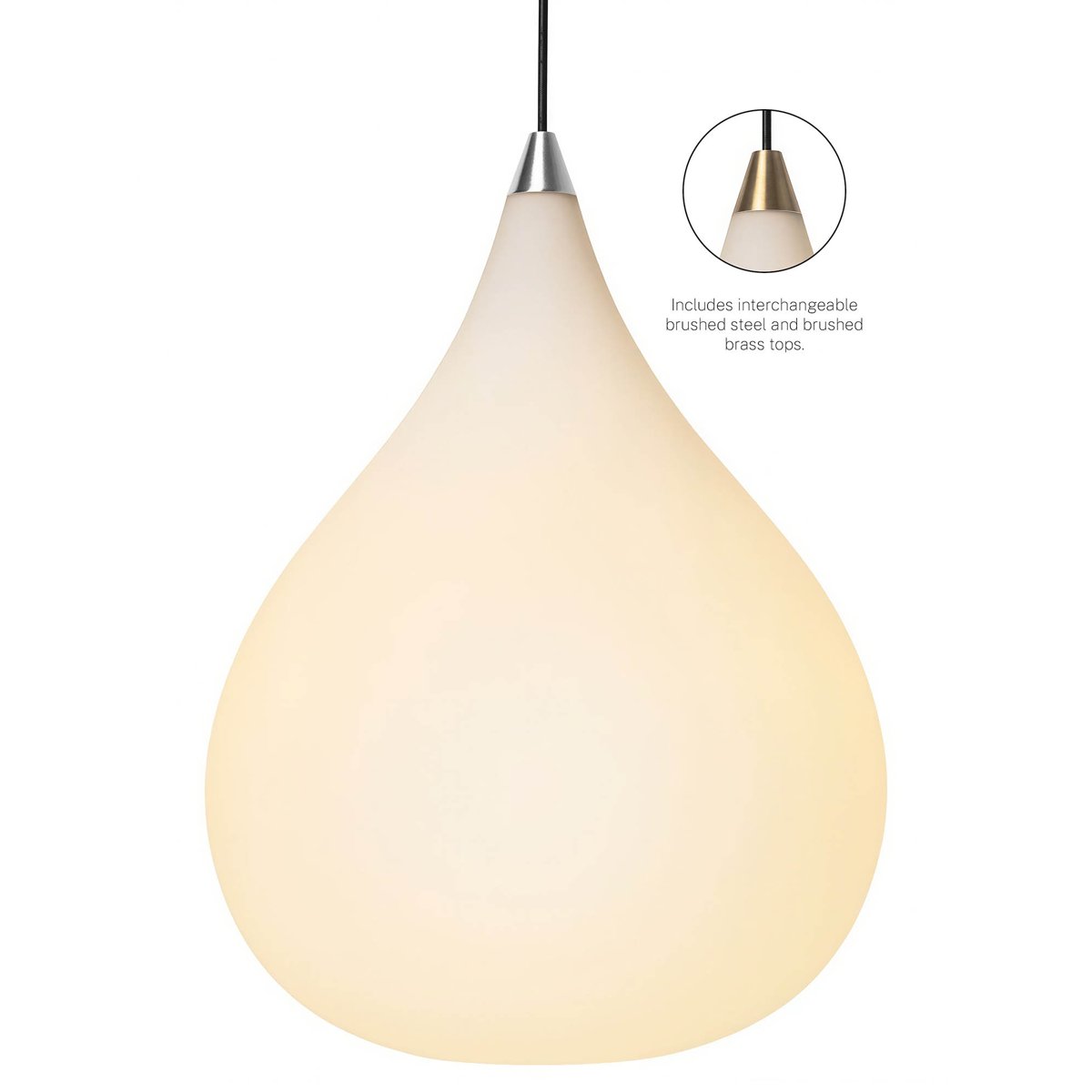 Suspension Drops Ø38 – Verre opale / acier