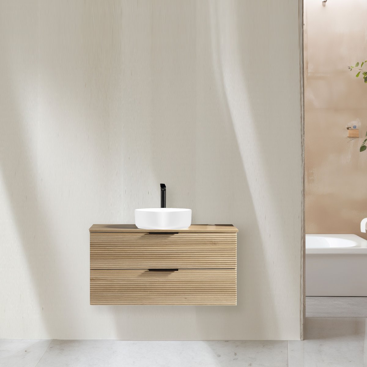 Meuble 100 cm chêne clair Aqualinea