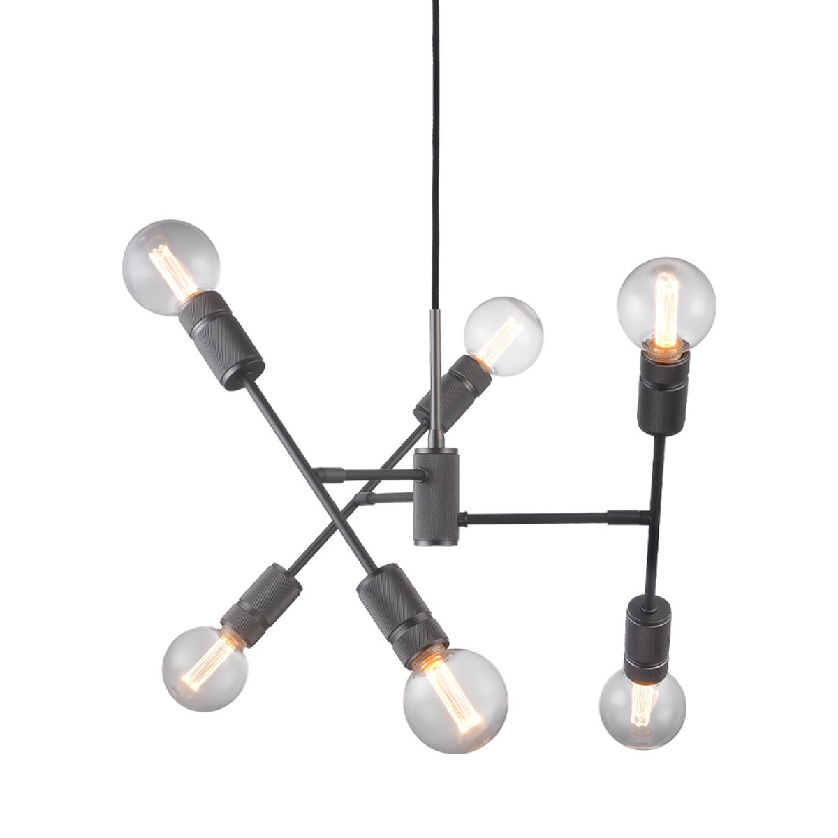 Lustre Halo 6 lumières mini 6 x E14 Ø54 cm – Noir canon