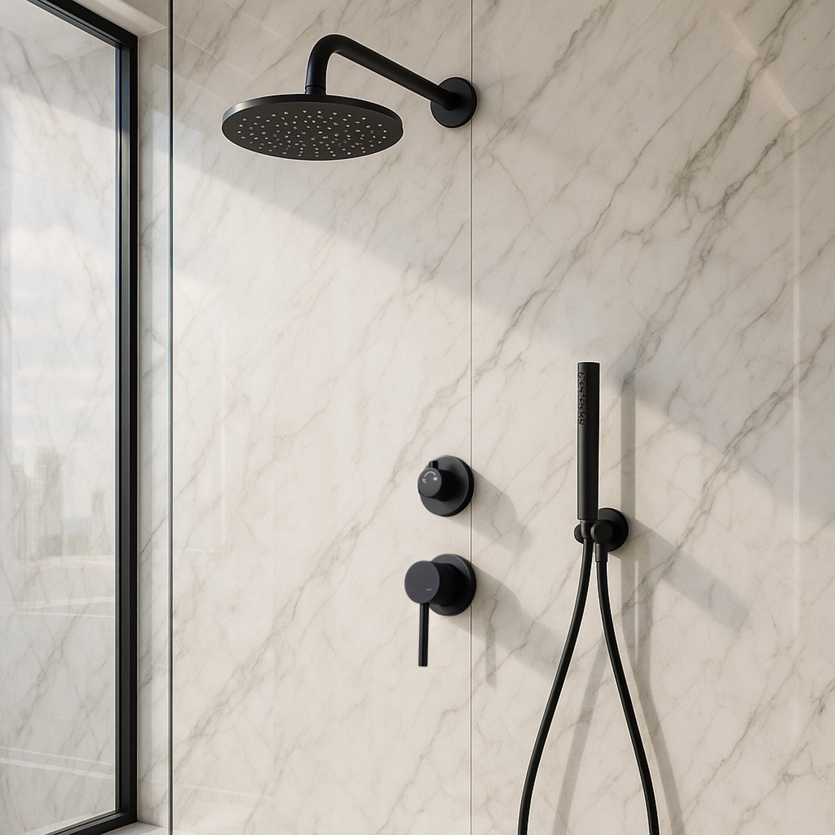 Colonne de douche encastrable noir mate