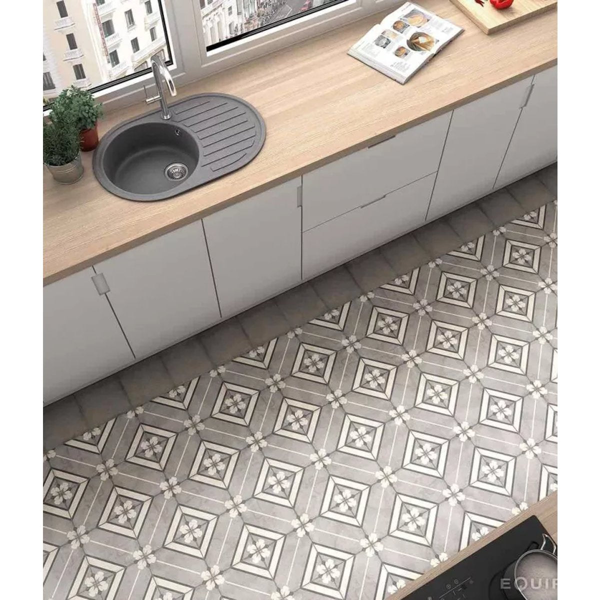 Carrelage Carreaux de Ciment ART NOUVEAU DECOR 20x20 Inspire Grey