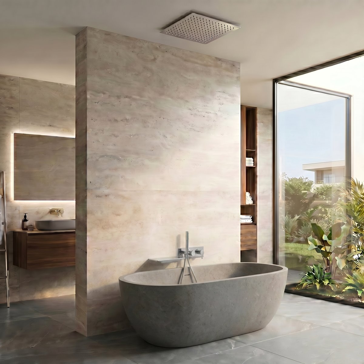 Colonne de douche et bain encastrée chrome