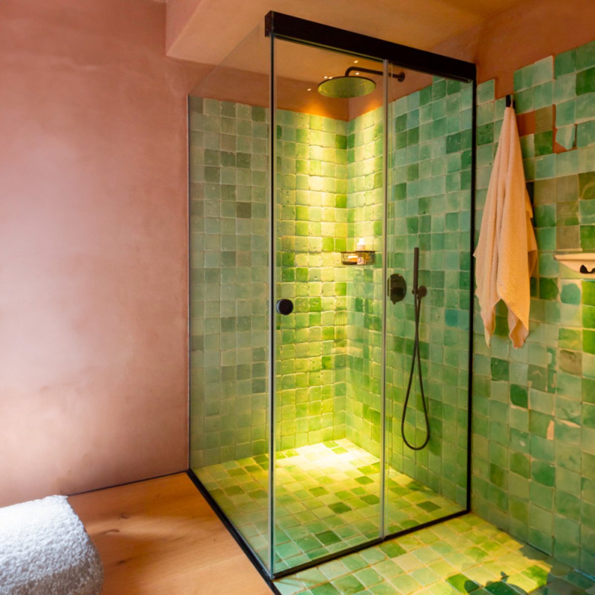 Paroi de douche coulissante Verre-Mur DOLCE SANHECO sur mesure - Laiton Brossé