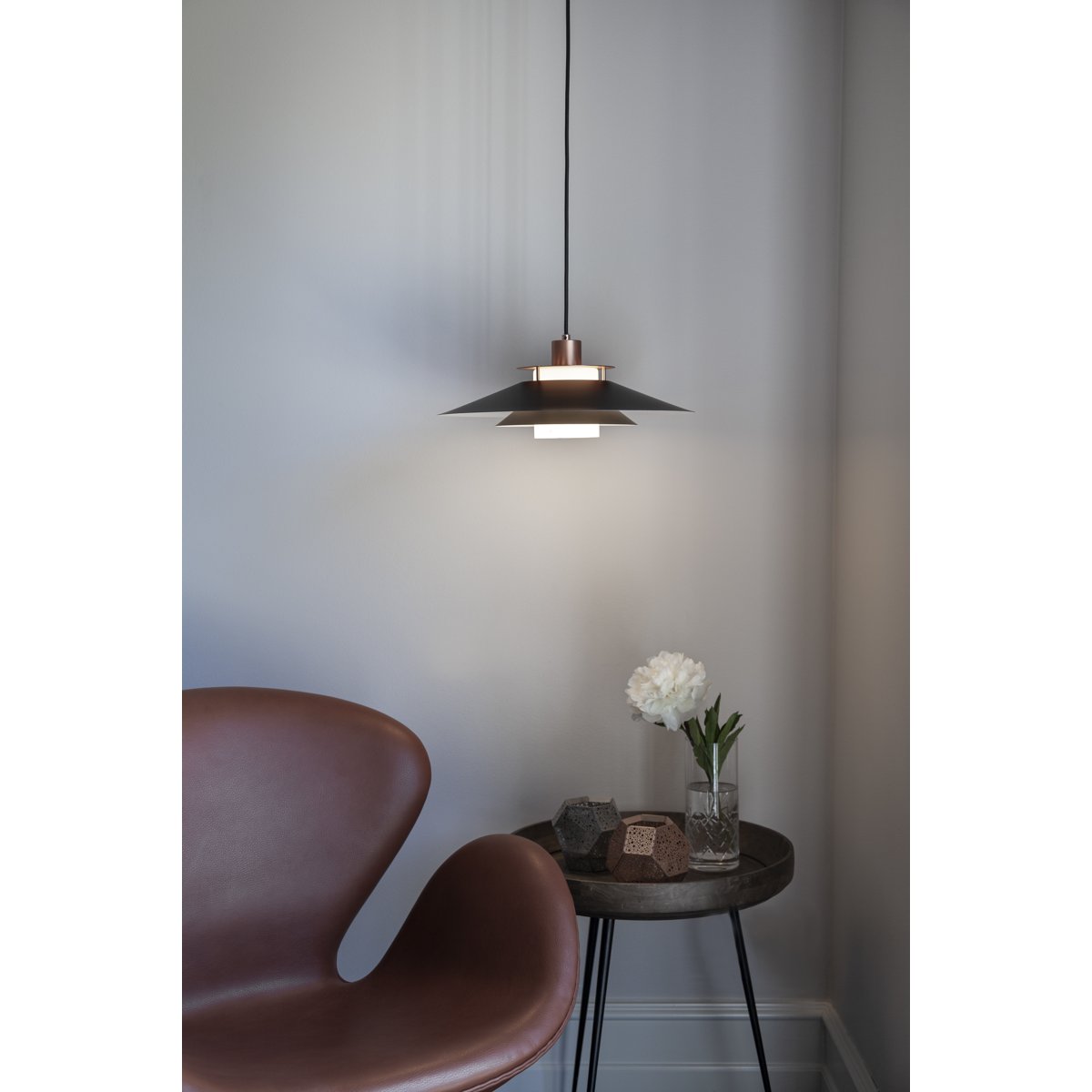 Suspension Rivoli Ø40 – Noir / cuivre