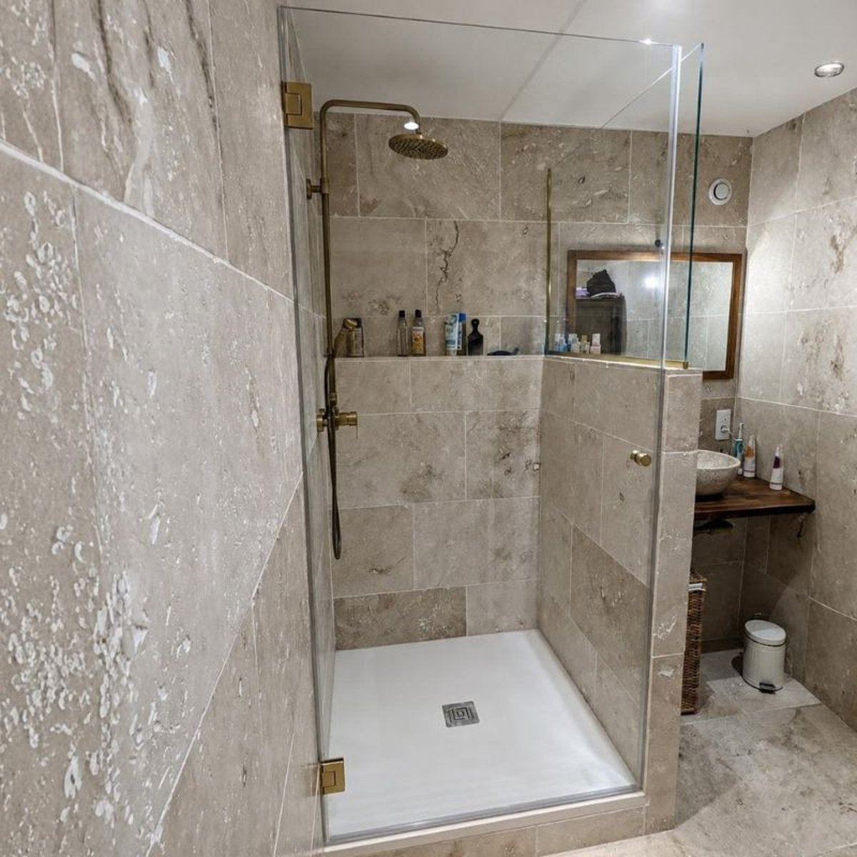 Porte de douche pivotante en verre trempé 8mm sur mesure TRIGO - Blanc