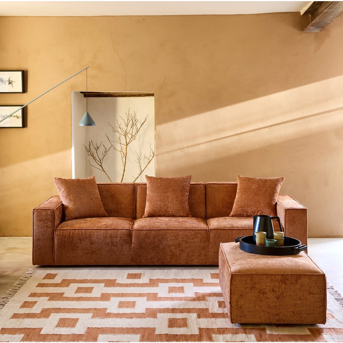 Tapis de sol IMANOL ivoire et caramel