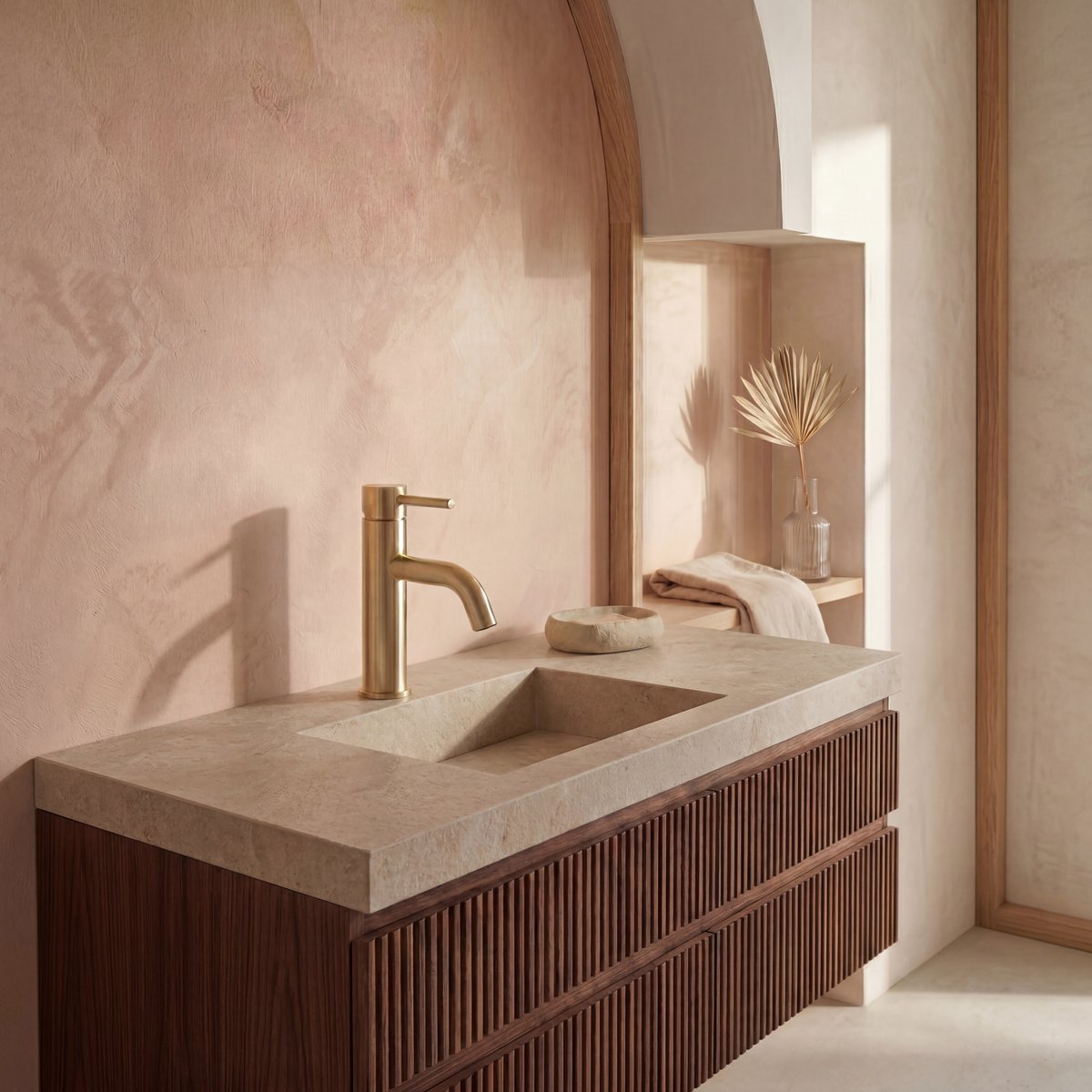 Mitigeur de salle de bain or brossé