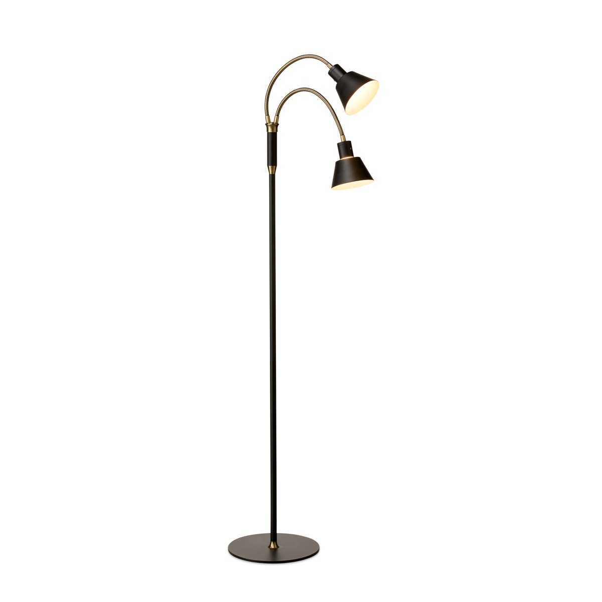 Lampadaire LED Space 2 lumières – Noir / laiton antique