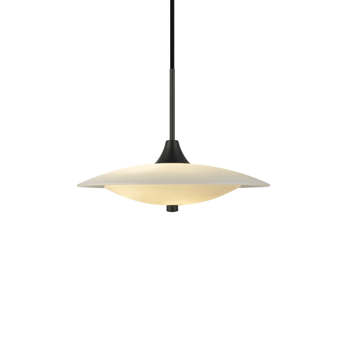 Suspension Baroni Ø40 – Verre opale / métal noir