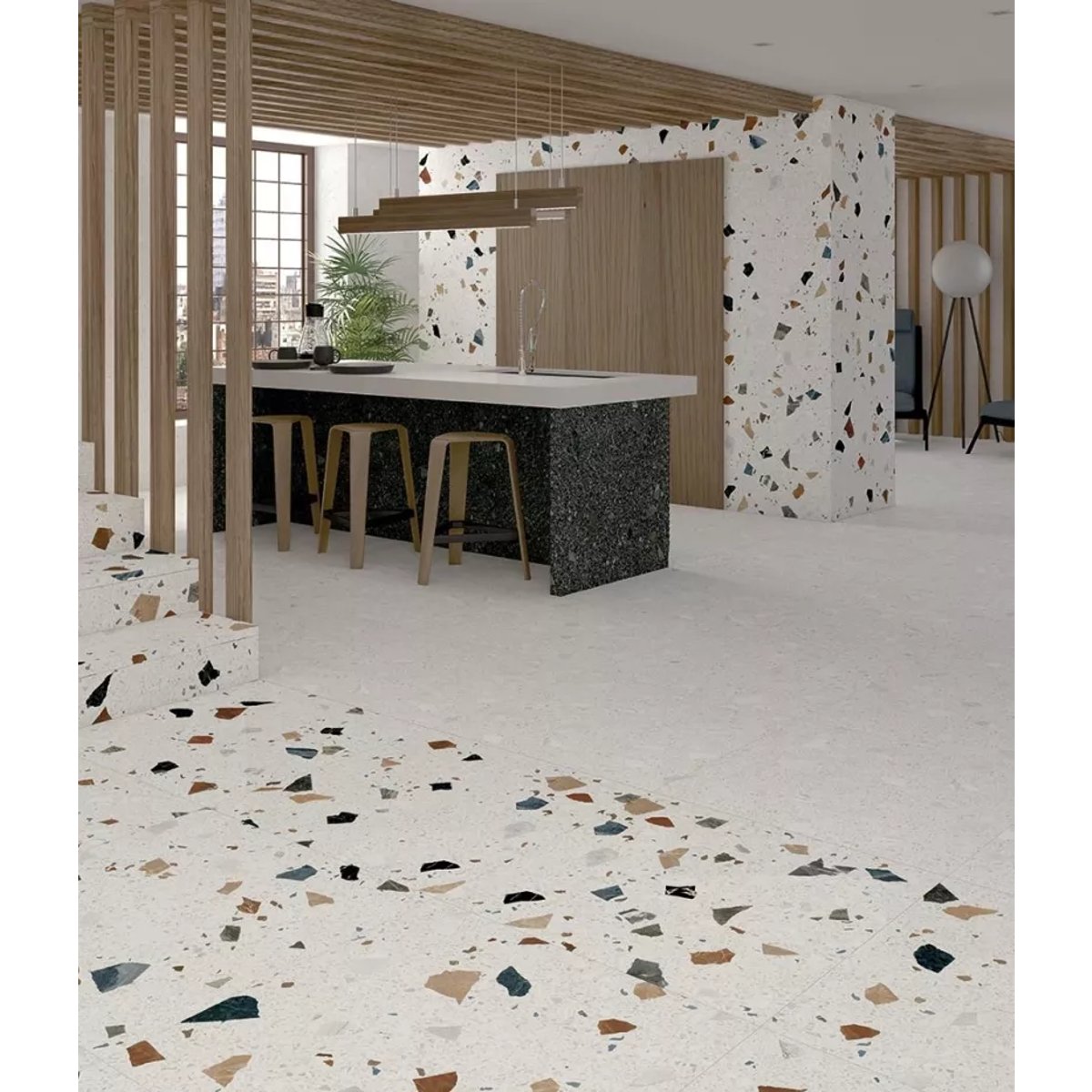 Carrelage Effet Terrazzo STRACCIATELLA 80x80 rectifié Blanc