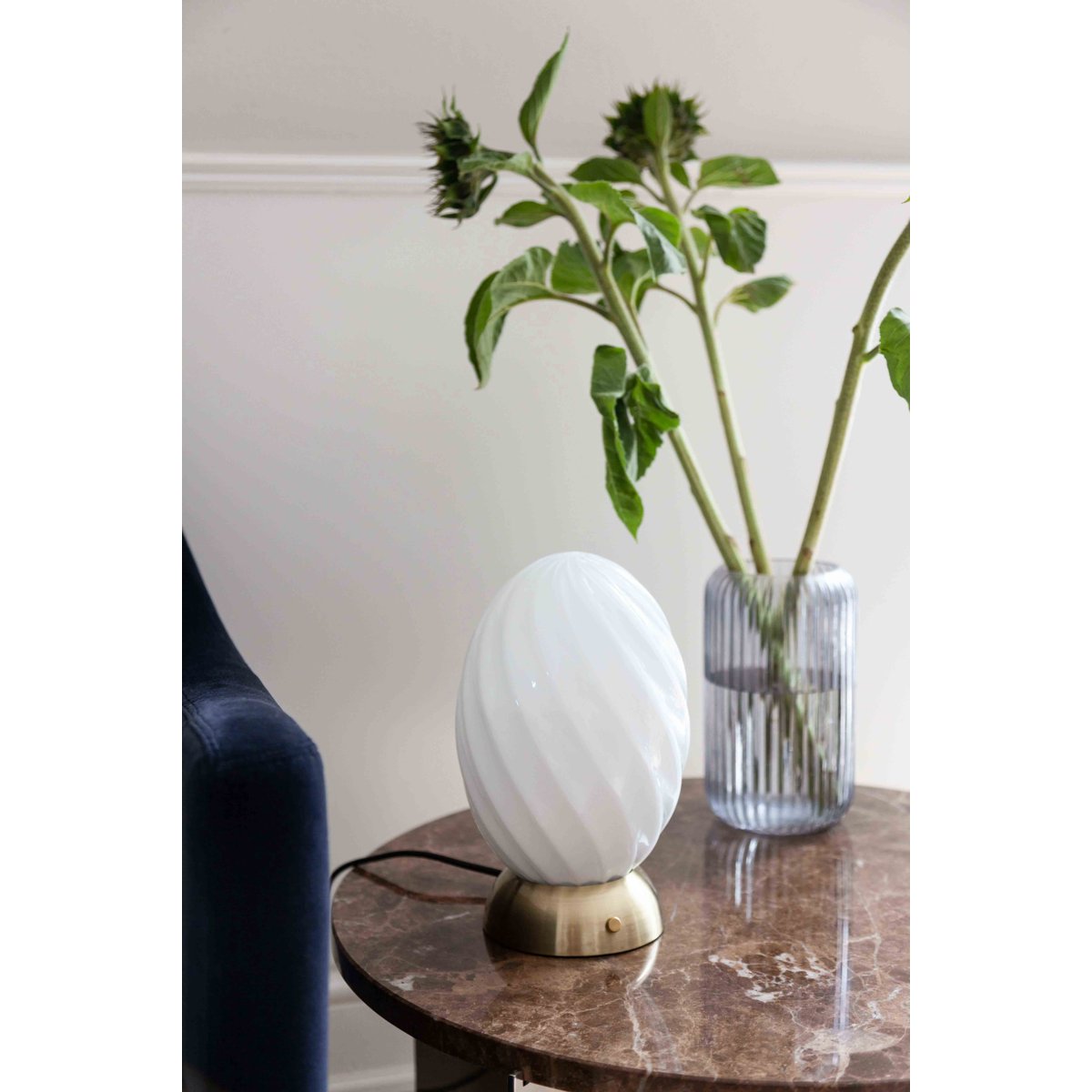 Lampe à poser Twist Oval 1 x G9 – Opale / laiton antique