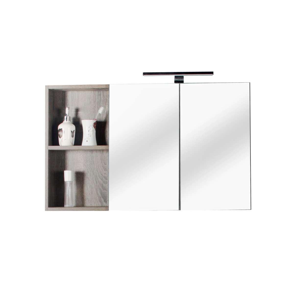 Armoire de toilette avec miroir 90 cm chêne californien gris Aquasun