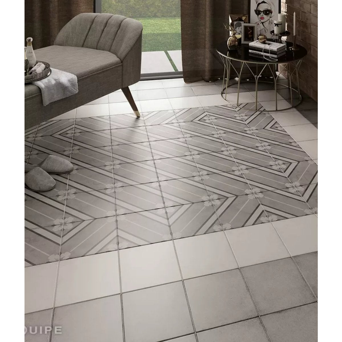 Carrelage Carreaux de Ciment ART NOUVEAU DECOR 20x20 Inspire Grey