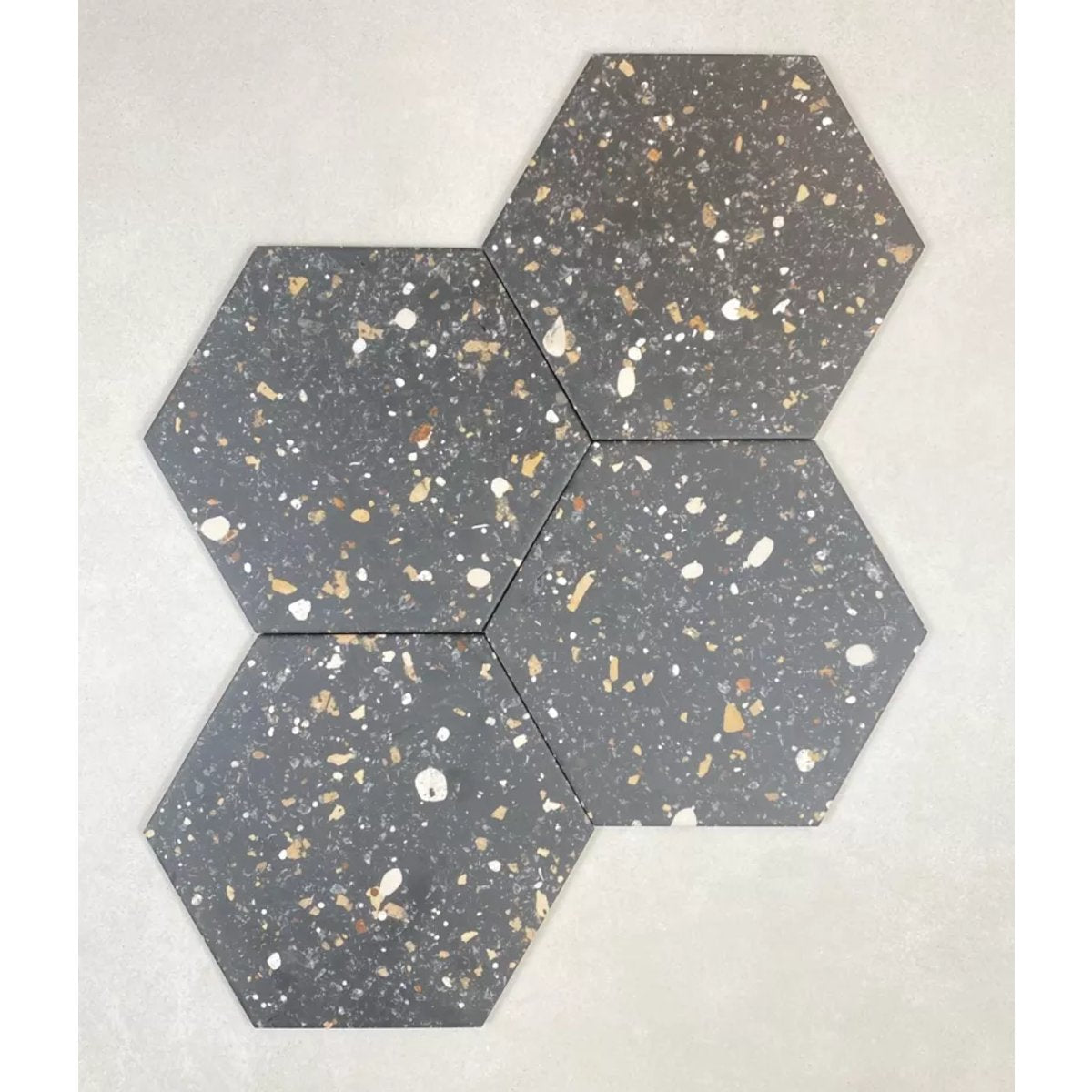 Carrelage Effet Terrazzo Hexagonal AROUSA 25,8x29 Noir