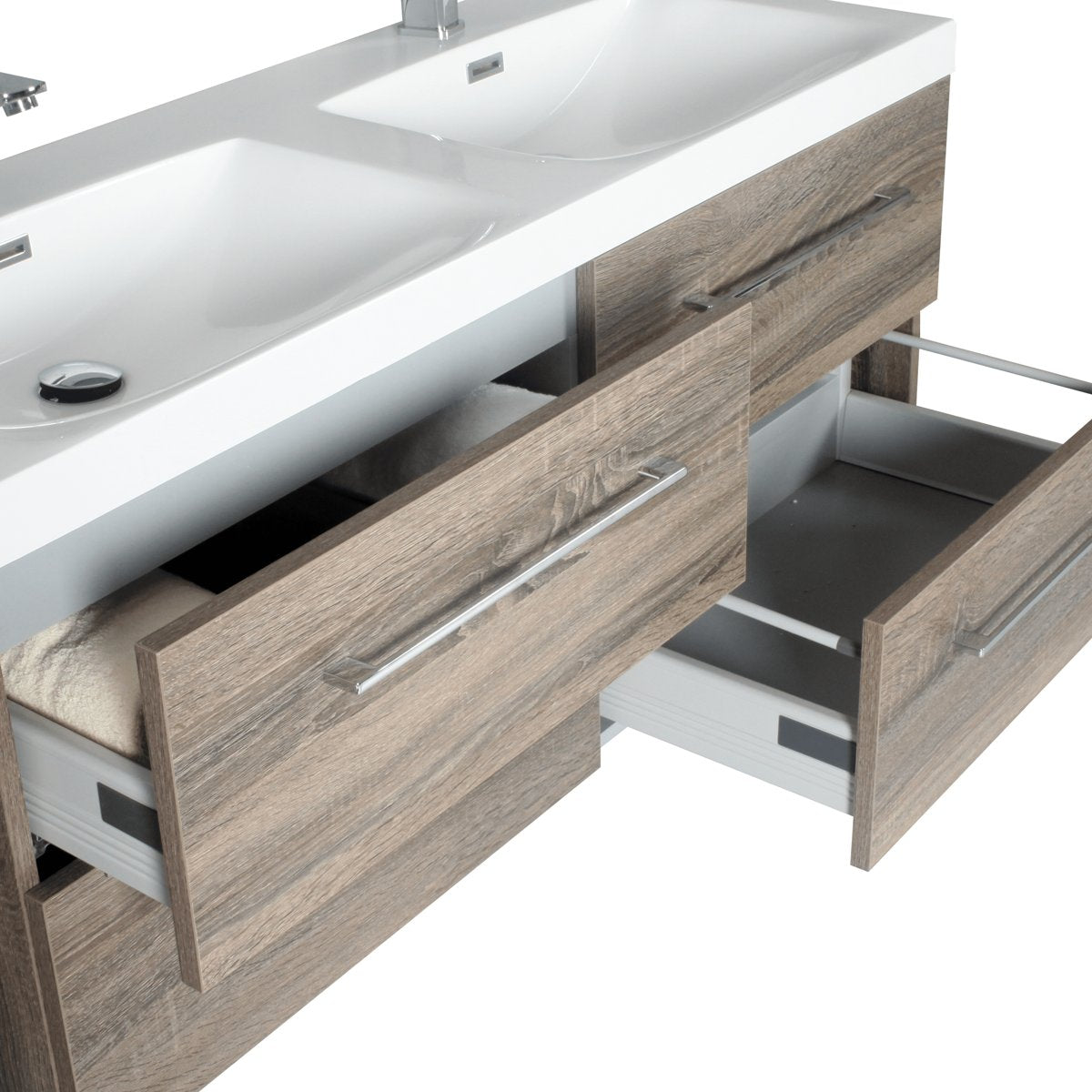 Meuble double vasque 120 cm chêne californien gris Aquasun