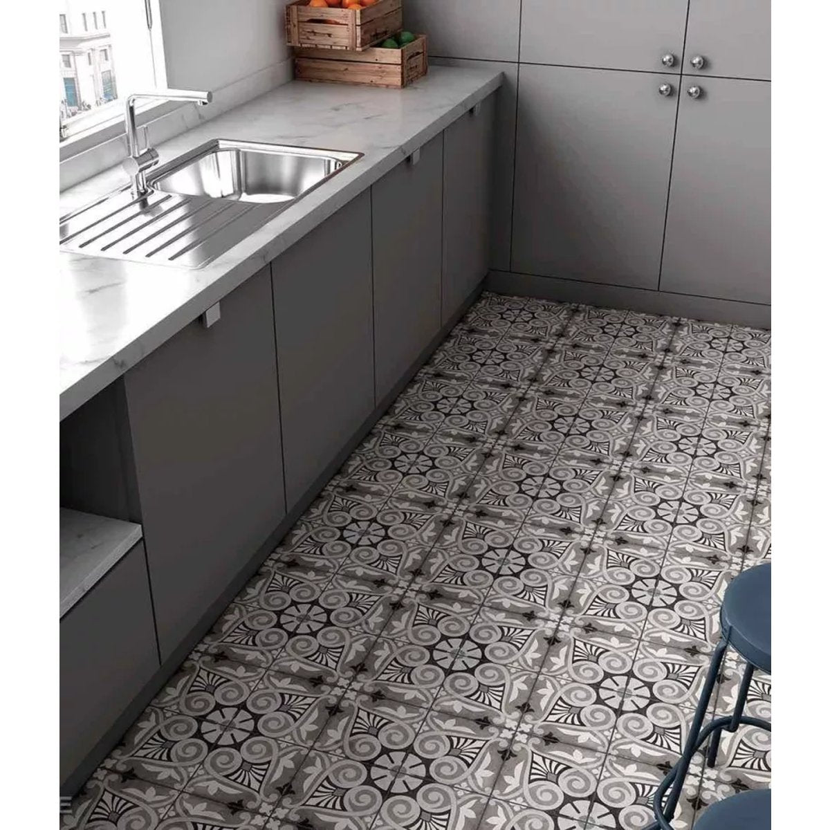 Carrelage Carreaux de Ciment ART NOUVEAU DECOR 20x20 Opéra Grey
