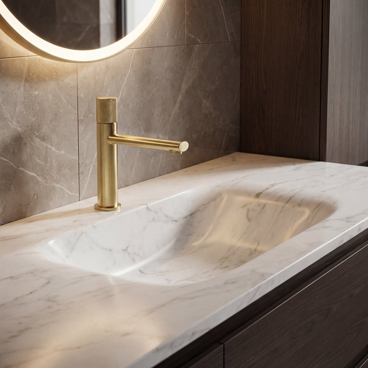 Mitigeur de lavabo or brossé