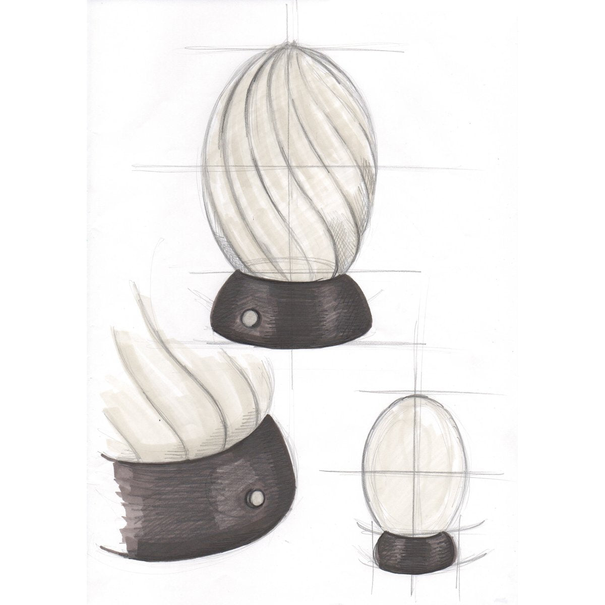 Lampe à poser Twist Oval 1 x G9 – Opale / laiton antique