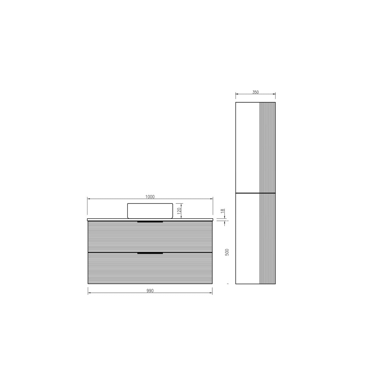 Ensemble salle de bain 100 cm chêne clair Aqualinea