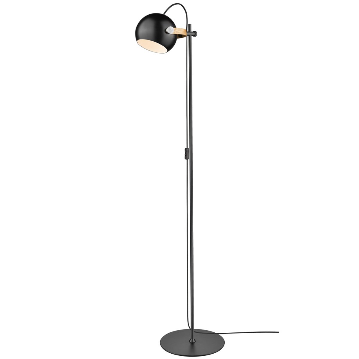 Lampadaire DC 1 lumière Ø18 E27 – Noir / chêne