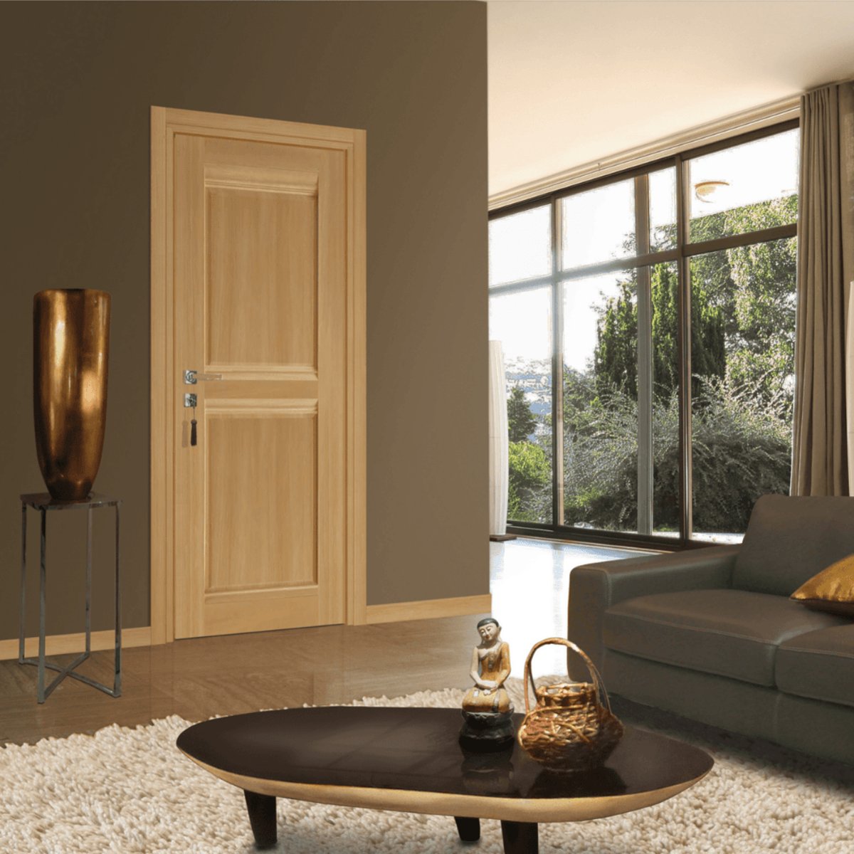 Bloc-porte pose fin de chantier collection Premium Classic 2 panneaux, H.204 x l.83 cm, aspect chêne naturel, réversible