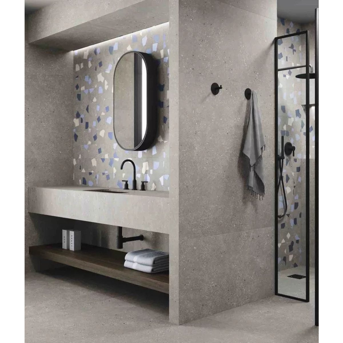 Carrelage Effet Terrazzo RICETTA 90x90 Rectifié Cenere