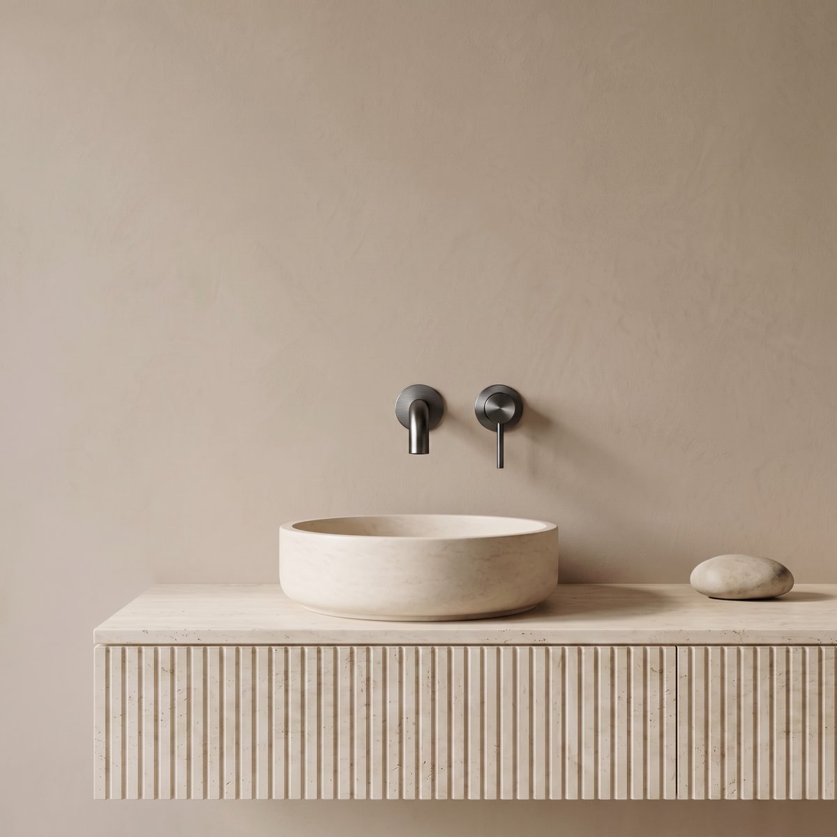 Mitigeur lavabo encastré gris brossé
