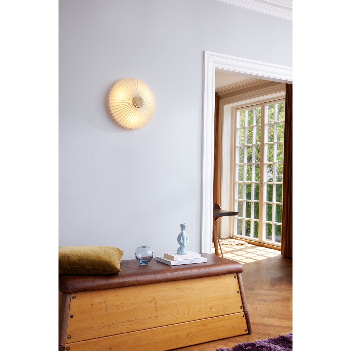 Plafonnier Paris Ø50 – Blanc pur / laiton antique