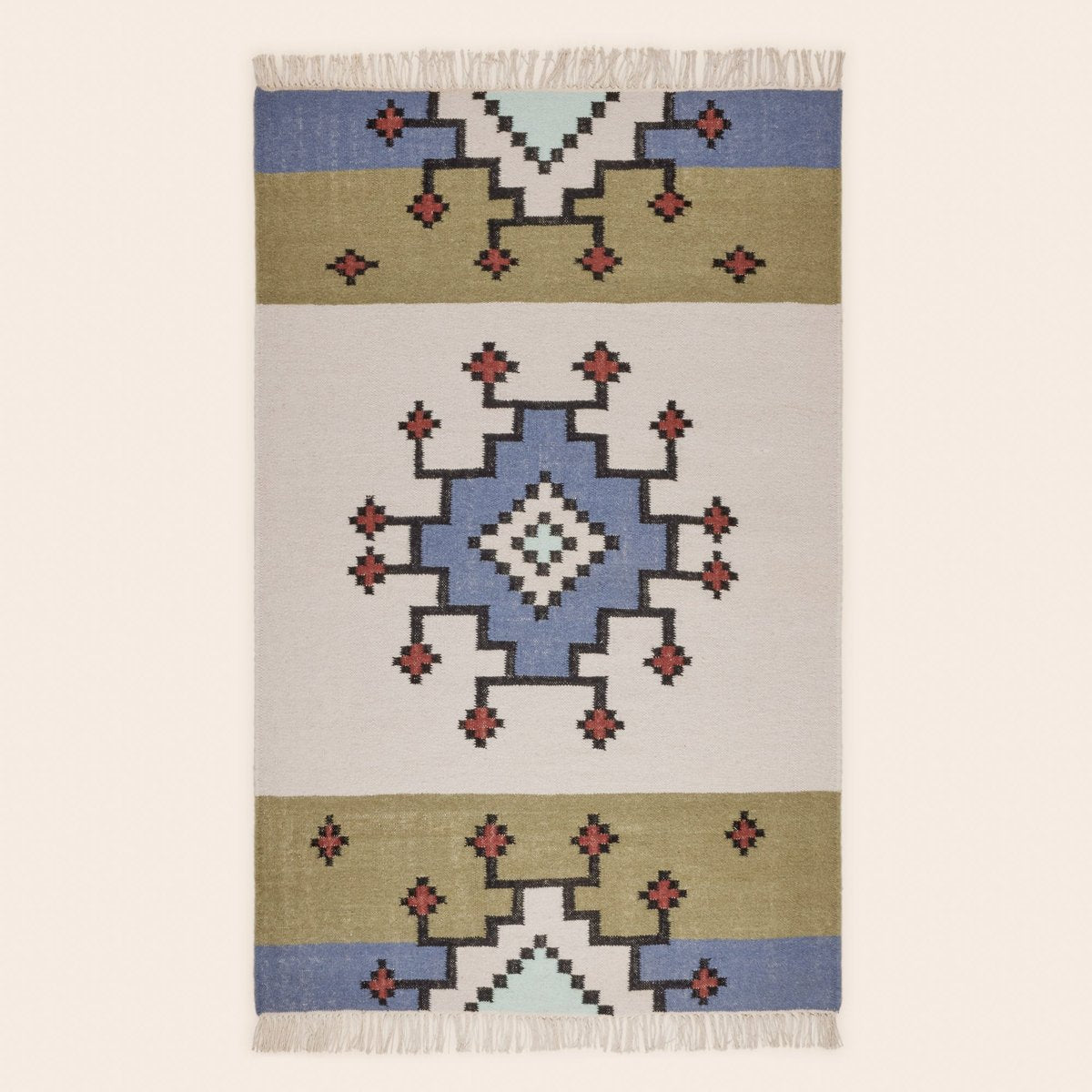 Tapis de sol BOUEKRI naturel et bleu