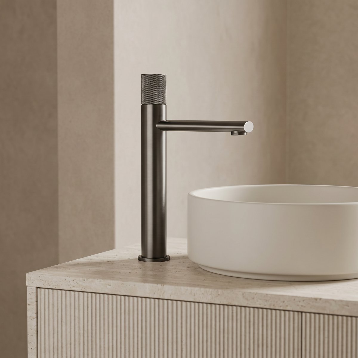 Mitigeur XL pour vasque gris brossé