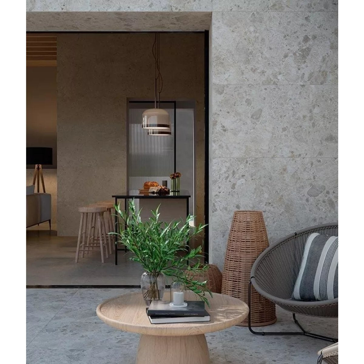 Carrelage Effet Terrazzo - Pierre CARACTER Mix Beige 60x120 Rectifié