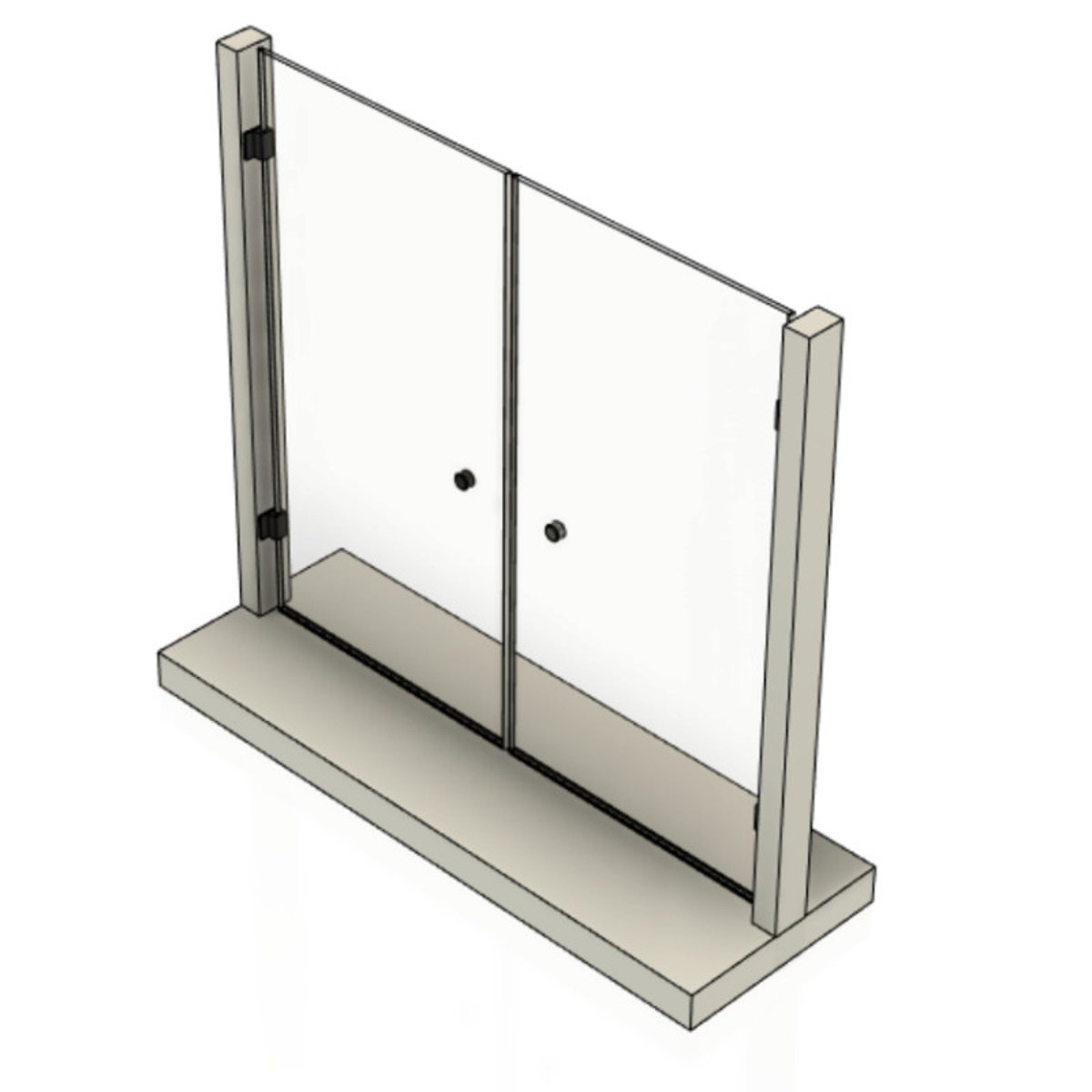 Portes de douche doubles en verre trempé 8mm sur mesure SALOON - Noir Mat