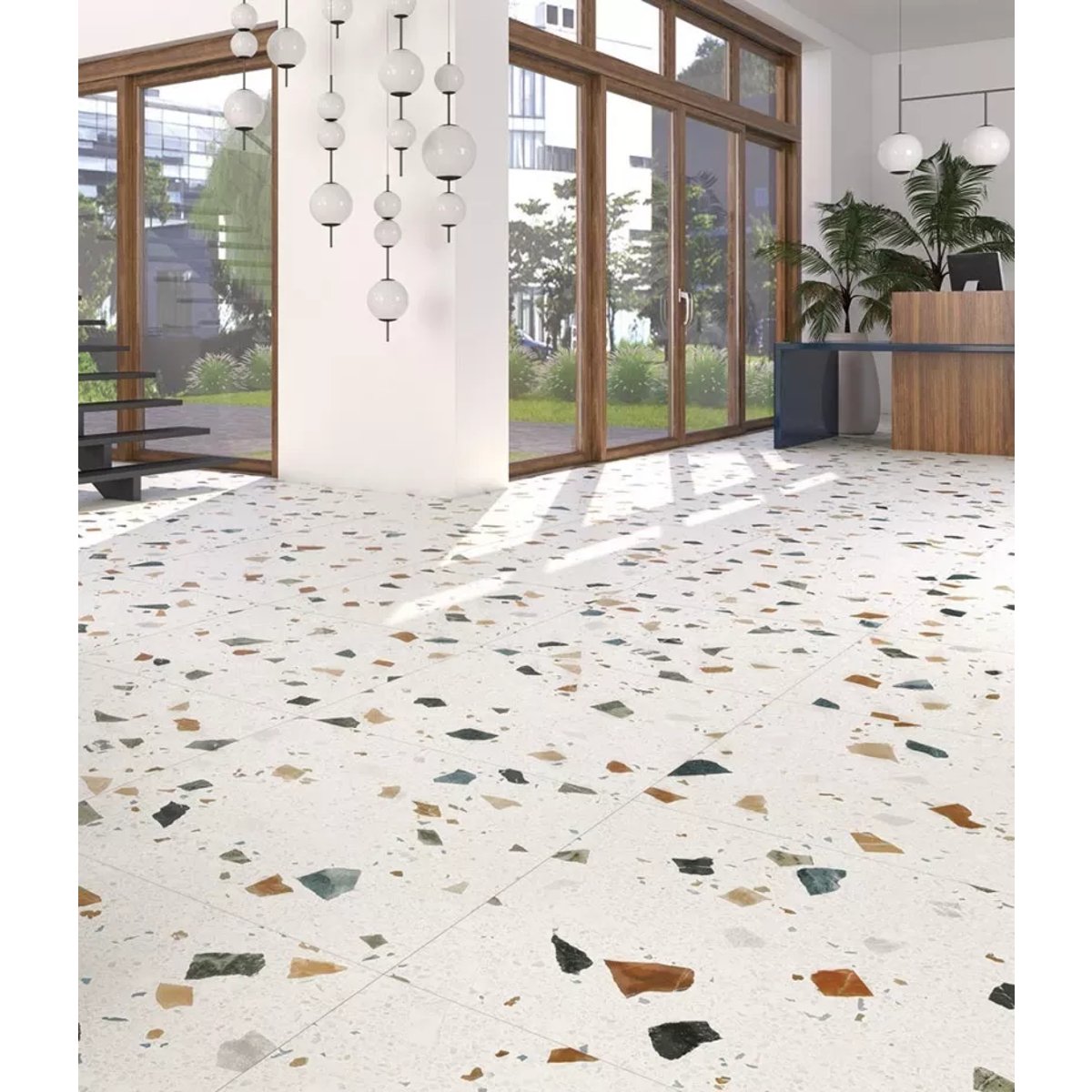 Carrelage Effet Terrazzo STRACCIATELLA 60x60 Blanc