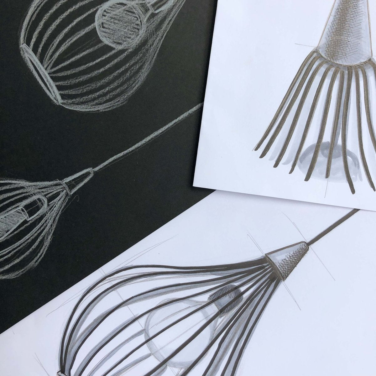 Suspension Drops Ø23 – Noir / bois foncé