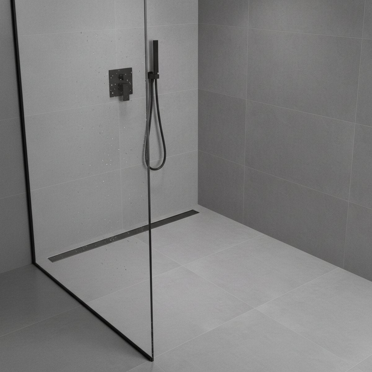 Caniveau de douche gris brossé