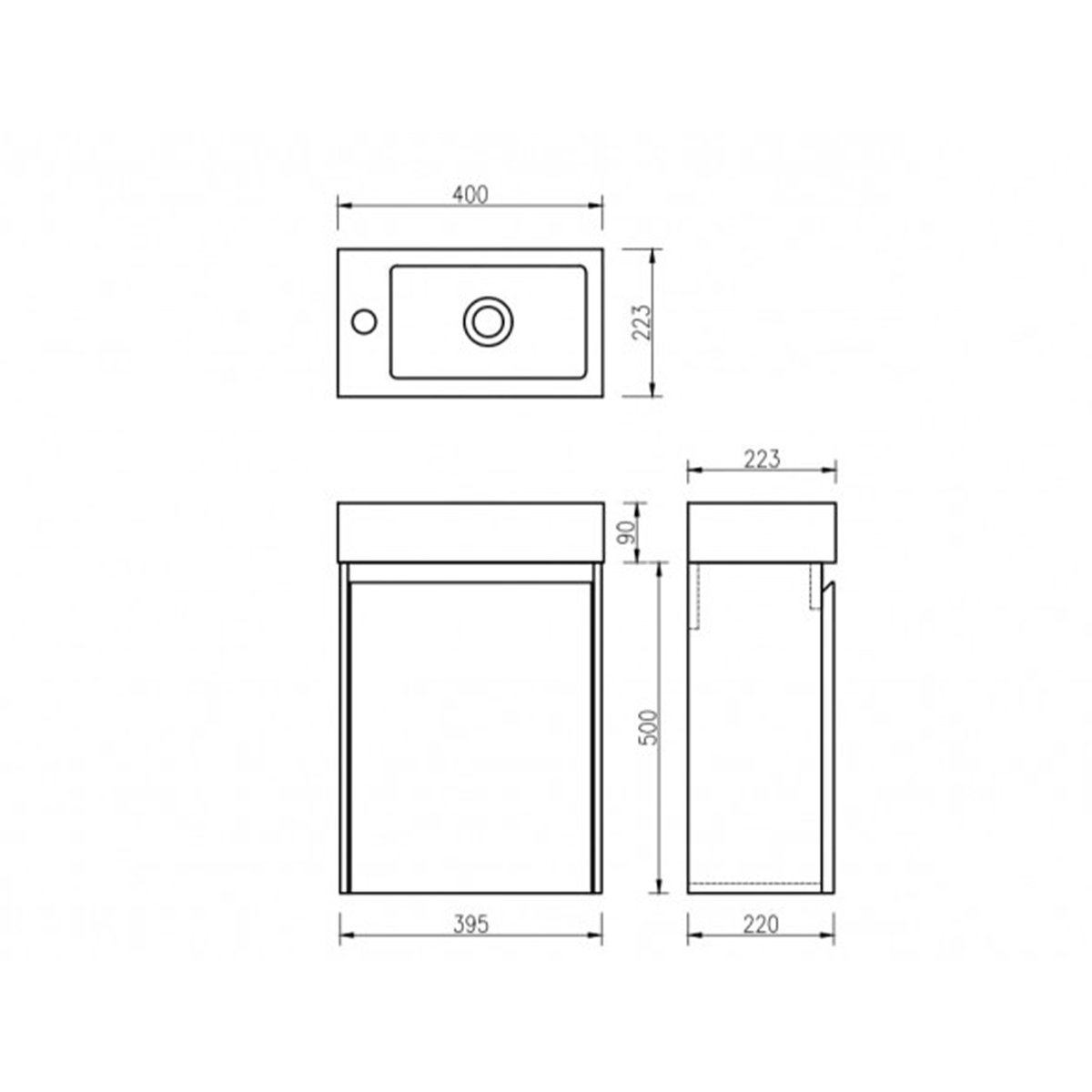 Lave main 40 cm chêne brun vieilli Aquastretto
