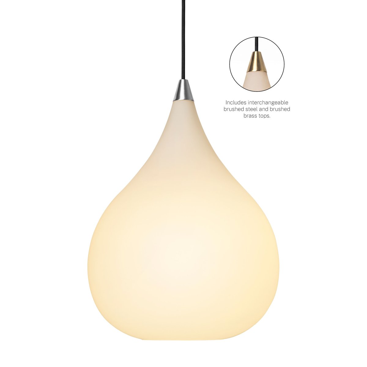 Suspension Drops Ø30 – Verre opale / acier