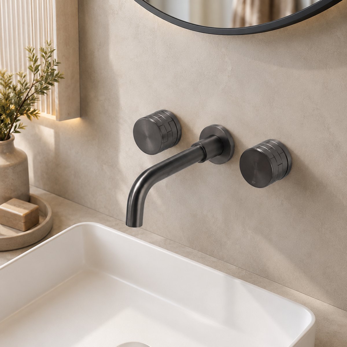 Mitigeur salle de bain encastré gris brossé