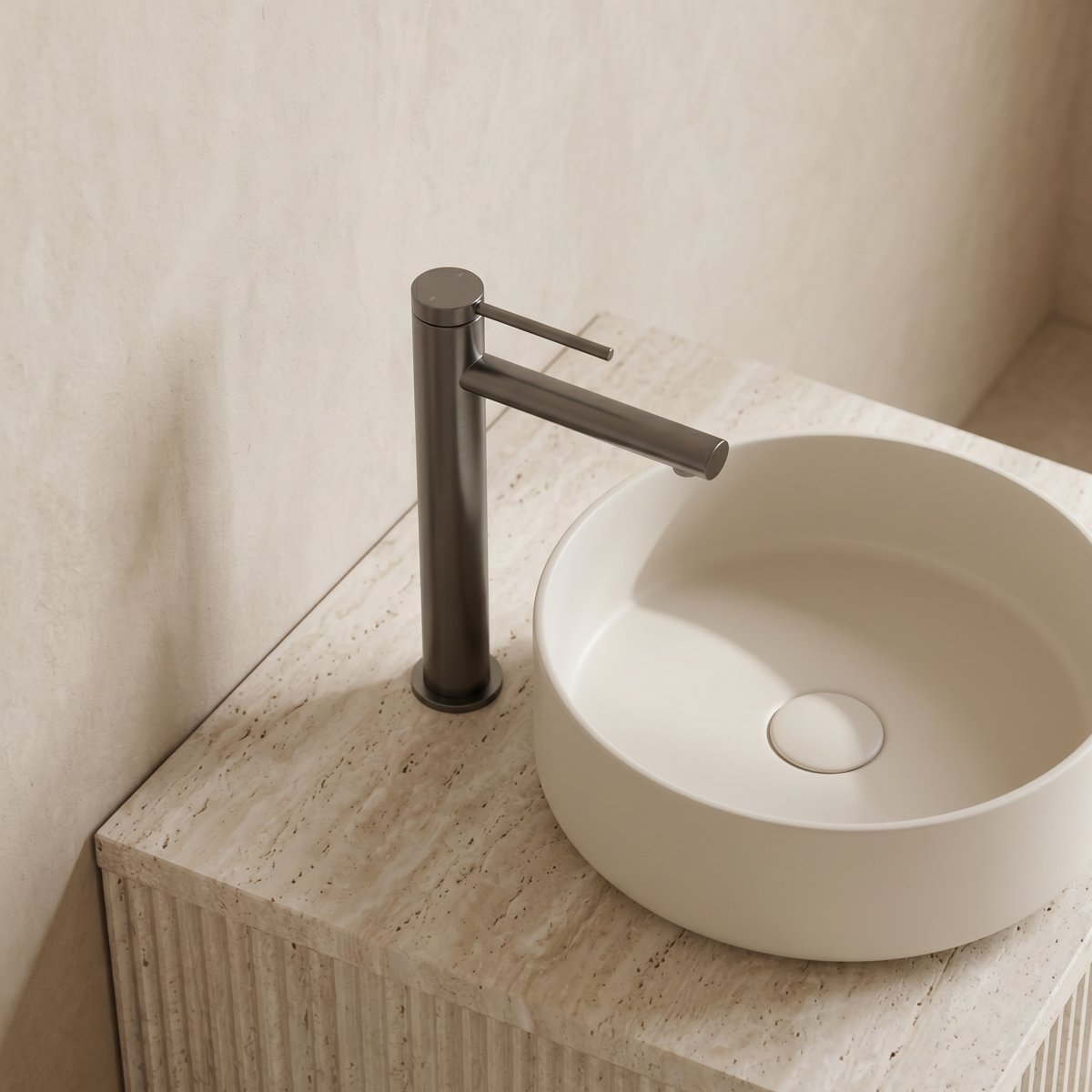 Mitigeur XL pour vasque gris brossé