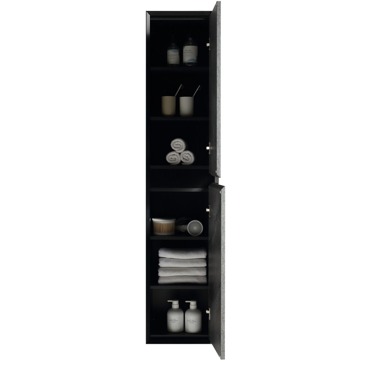 Colonne de salle de bain 160 cm noir effet marbre Aquasasso