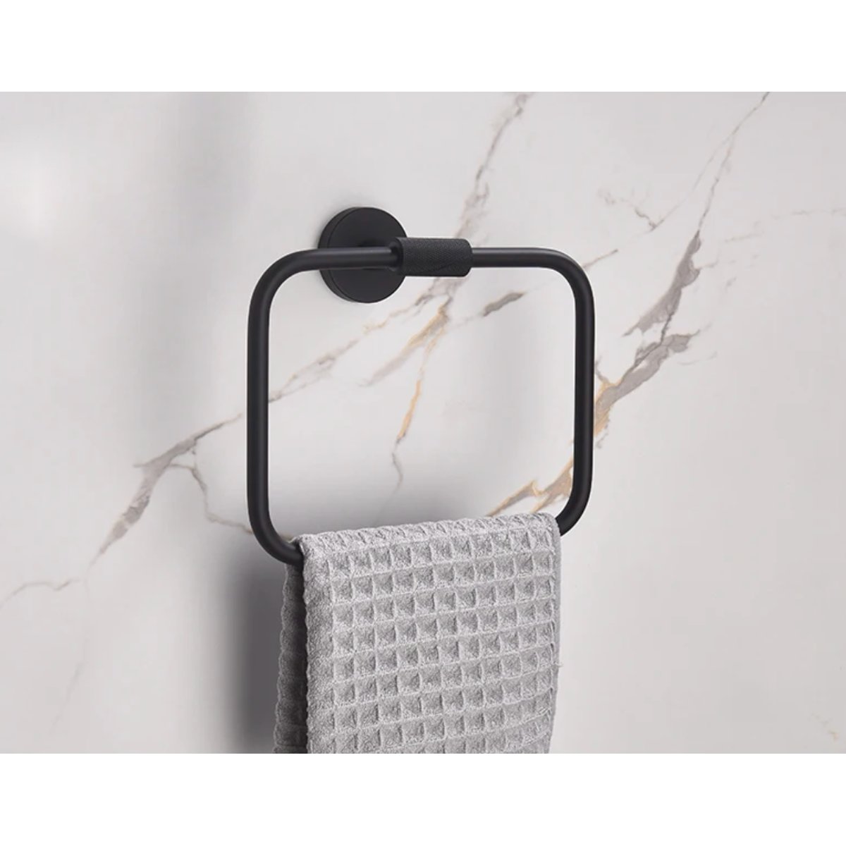 Porte serviettes noir mate strié